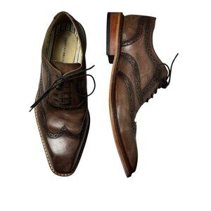 Giorgio Brutini Leather Wingtip Brogue Oxford Lace Up Shoe Brown Men Size 8.5
